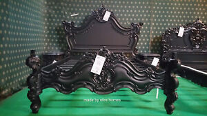 USA Queen 60"x80" Gothic Black designer Baroque French style mahogany Bed