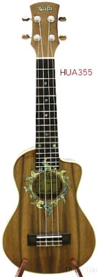 Alulu Solid Acacia Koa Cutaway concert Ukulele,sun abalone rosette,HUA355 - Image 1 of 4
