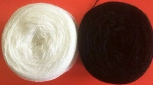 Cristal lace yarn.Color  White/Black Acrylic/Rayon. 900 yards Each.1 lot of 2. - Picture 1 of 2