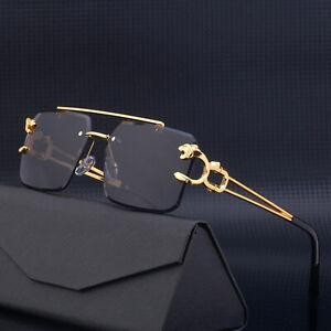 Designer Sonnenbrille Stylisch Vintage Brille Cool Gold Leopard 5205