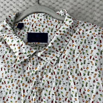 David Donahue Cocktail Print Button Up Shirt Short Sleeve Party Novelty XXL - Image 1 of 4