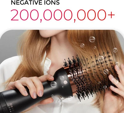 Фен щетка в одном, 4-в-1 ионный фен с овальной титановой бочонком, золото - Изображение 1 из 4