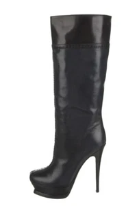 YVES SAINT LAURENT MARINEBLAU LEDER PLATEAU STIEFEL GRÖSSE 8,5 38,5 - Bild 1 von 6
