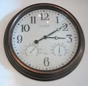 La Crosse Clock Co. 15" Indoor/Outdoor Wall Clock with Temp/Humidity, 404-3015 - Picture 1 of 2