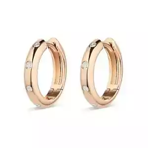 9ct Rose Gold on Silver 11mm Huggie Hoop Ladies Earrings - Picture 1 of 4