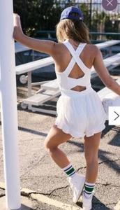 Free People FP Movement Women's Breathless Shortsie White Large Romper - Picture 1 of 6