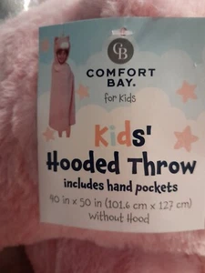 Comfort Bay Kids Unicorn Hooded Throw W Hand Pockets 40" X 50" New - Picture 1 of 7