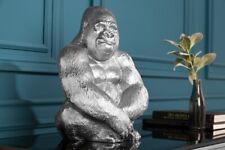 Decorative gorilla figure 40cm silver handmade metal sculpture