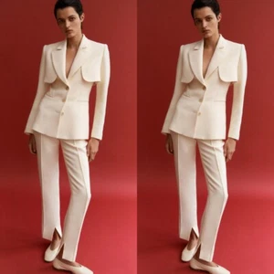 Ivory Women's Suits Prom Formal Party Jacket 2Pcs Business Workwear Slim Outfits - Picture 1 of 9