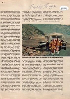 Bobby Riggs Tennis Champion Signed Magazine Page with JSA COA - Image 1 of 2