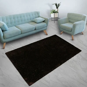 Eco-Friendly Hand Tufted Shag Polyester Area Rug Solid Brown BBH Homes - Picture 1 of 8
