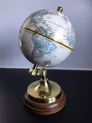 Replogle World Classic Desk Globe 5 Inch Diameter Wood Brass Stand VGC • 10£