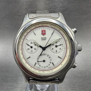 Victorinox Swiss Army Classic Chronograph Watch Men 40mm White Dial Steel READ!! - Picture 1 of 11