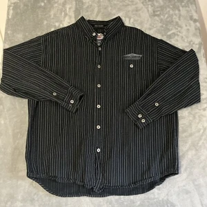 Camisa Harley Davidson negra a rayas abotonada para hombre X-grande manga larga motociclista - Imagen 1 de 13