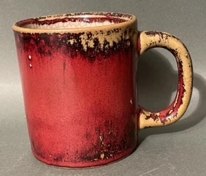 Taza de café roja Pier 1 Crackle Collection cerámica imitación agrietamiento interior - Imagen 1 de 9