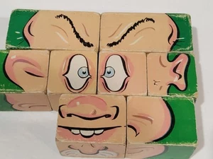 Vintage Changeable Charlie Face Wooden Blocks Puzzle 1948 Gaston Wood Incomplete - Picture 1 of 2