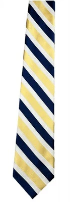 Corbata de seda Bass Repp para hombre, azul marino/marfil/amarillo dorado calidad comercial/formal Foto 1 de 4