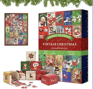 Puzzle Navidad Vintage Calendario de Adviento 1000 Piezas 24 Cajas Selladas - Imagen 1 de 3