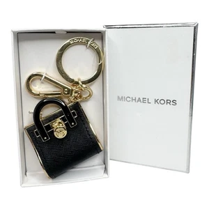 Michael Kors Negro Hamilton Cartera Bolso Dije Llavero Tono Dorado Nuevo En Caja - Imagen 1 de 5
