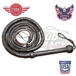 BULL WHIP 08 Feet Long 12 Plaits Dark Brown Whip Indiana Jones Cowhide Leather - Picture 1 of 5