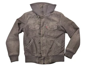 VTG Levi's Strauss Mens XSmall Biker Jacket Long Sleeve Corduroy Grey Full Zip - Picture 1 of 8