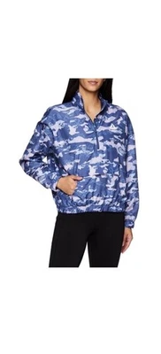 Chaqueta cortavientos pulóver REEBOK para mujer XXL de gran tamaño rosa azul camuflaje 1/4 cremallera Foto 1 de 4