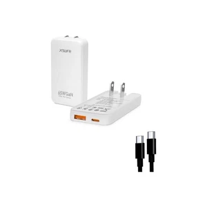 65W Flat USB C Wall Charger, Folding Travel Dual Port USB GaN Wall Charger,Fa... - Picture 1 of 7