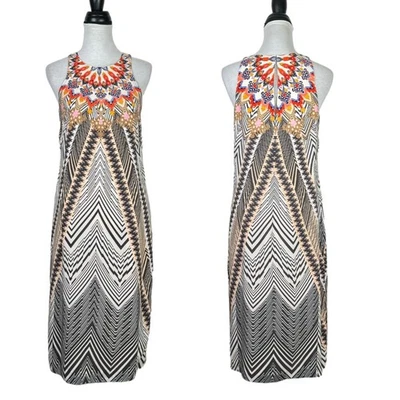 Anthropologie HD in Paris Solstice 4 Print 100% Silk Sleeveless Midi Shift Dress - Image 1 of 4