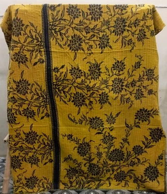 Indian Handmade Quilt Vintage Kantha Bedspread Throw Cotton Blanket Ralli=Gudari - Image 1 of 2