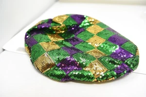 Karneval Pailletten Rauten Argyle Muster Baskenmütze NEU!! - Bild 1 von 9