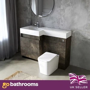 Modern Metallic Toilet and Sink Vanity Unit 1200mm Left Hand Bathroom Sink Unit - Picture 1 of 11
