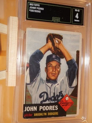 1953 Topps # 263 Johnny Podres Rookie Brooklyn Dodgers GMA 4 VG-EX Baseball Card - Image 1 of 2