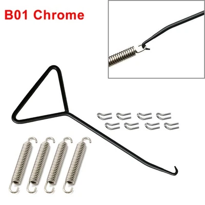 Auspuffrohr Schalldämpfer Montagefedern Haken Set Link B01 Chrom Motorrad - Image 1 of 4
