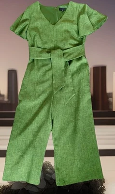 Женский комбинезон Tahari ASL оливковый с развевающимися рукавами карманами на молнии сзади галстук-10 - Изображение 1 из 4