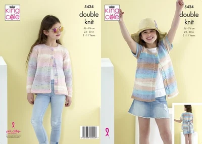 King Cole Knitting Pattern Girls Summer Cardigans - DK 5424 - Childrens