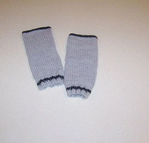Guantes de guante sin dedos tejidos a mano grises con adornos negros - Imagen 1 de 2