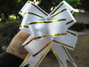 10 Stück Glänzend Zug Blume Band & Schleifen Geschenkverpackung mit goldenem Umriss - Bild 1 von 13