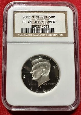 2002 S SILVER 50 Cent Kennedy Half Dollar Proof 69 Ultra Cameo NGC Graded - Image 1 of 2