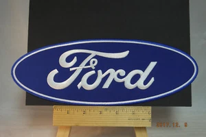 Large Ford Patch Iron-On Embroidered Patch, 12"x4" Oval - Picture 1 of 2