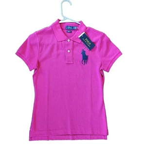 Polo donna Ralph Lauren grande pony maglia taglia XS aderente iconico rosa da golf - Foto 1 di 14