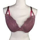 Bebe Lace Convertible Bra 36 DD Spell Out Orchid Purple Pink Underwire