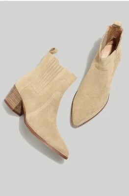 Botas Chelsea occidentales Madewell nuevas sin caja en gamuza aceitada, concha de nogal, talla 6 Foto 1 de 4