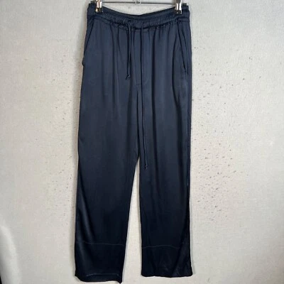 Zara Womens Blue Satin Drawstring Wide-Leg Pants Leisure Size XS - Image 1 of 4