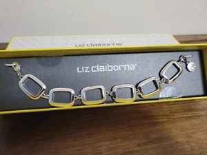 New in Box - Liz Claiborne Retro Bracelet Silver-Tone Rectangle Links JC Penney - Picture 1 of 6