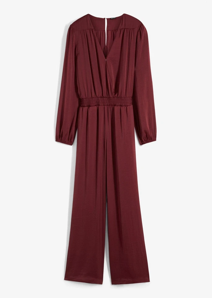 Satin-Overall in Wickeloptik Normal Gr. 42 Ahornrot Damen Jumpsuit Onesie Neu - Bild 1 von 1