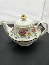 Vintage Ellgreave Wood & Sons Ironstone Teapot Pink Flowers with Gold Trim