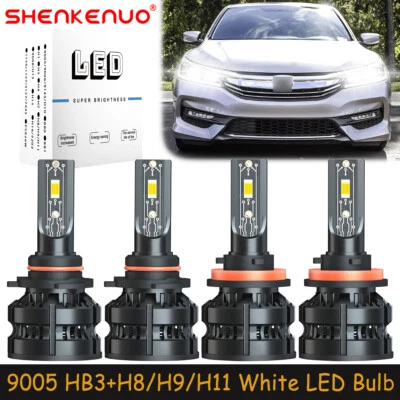 SHENKENUO For Honda Accord 2013-2018 Combo 9005+H11 LED Headlights Bulbs High Low Beam Z8