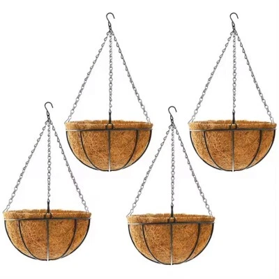 12inch Hanging Baskets with Plant Fiber Liner and Metal Frame, Chain. - Image 1 of 3