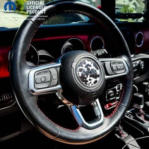 Jeep Wrangler JL Gladiator Steering Wheel Circle Black Cow Print Vinyl Decal - Picture 1 of 5