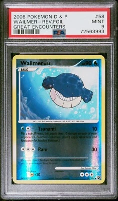 Pokemon Card Wailmer 58/106 Reverse Holo Great Encounters PSA 9 MINT - Image 1 of 2